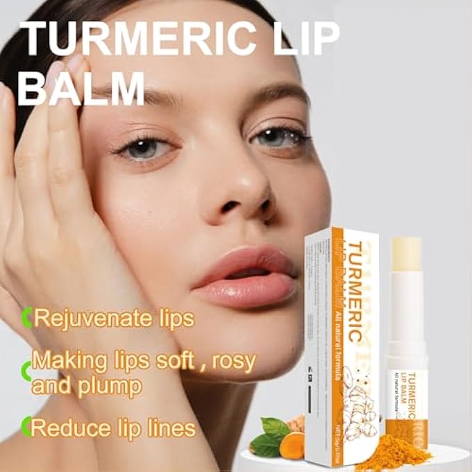 ARCHIDATE 2PCS TURMERIC LIP BALM FOR DARK LIPS, NATURAL TURMERIC MOISTURIZING LIP BALM FOR SMOKERS, LONG-LASTING MOISTURIZE NOURISHES SOFTENS DRY CHAPPED DULL LIPS, REDUCE LIPS LINES - Image 3